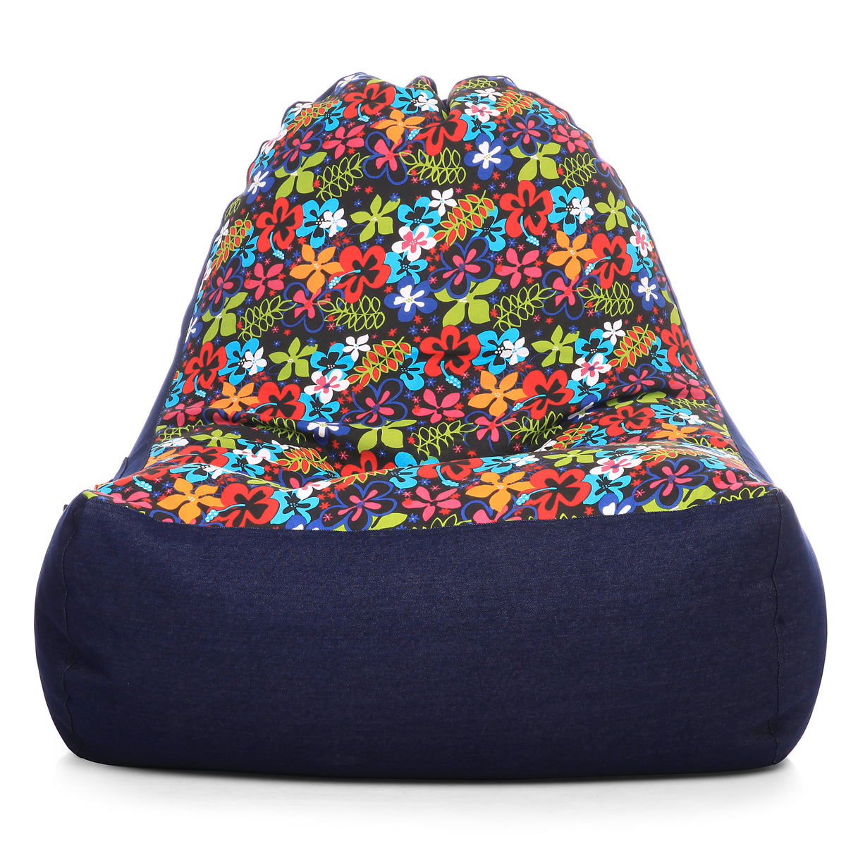 Style Homez Urban Design Denim Canvas Floral Printed Chair Bean Bag XXL Size Cover Only