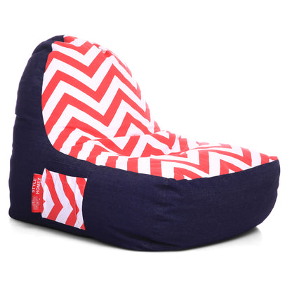 Style Homez Urban Design Denim Canvas Stripes Printed Chair Bean Bag XXL Size Filled with Beans Fillers