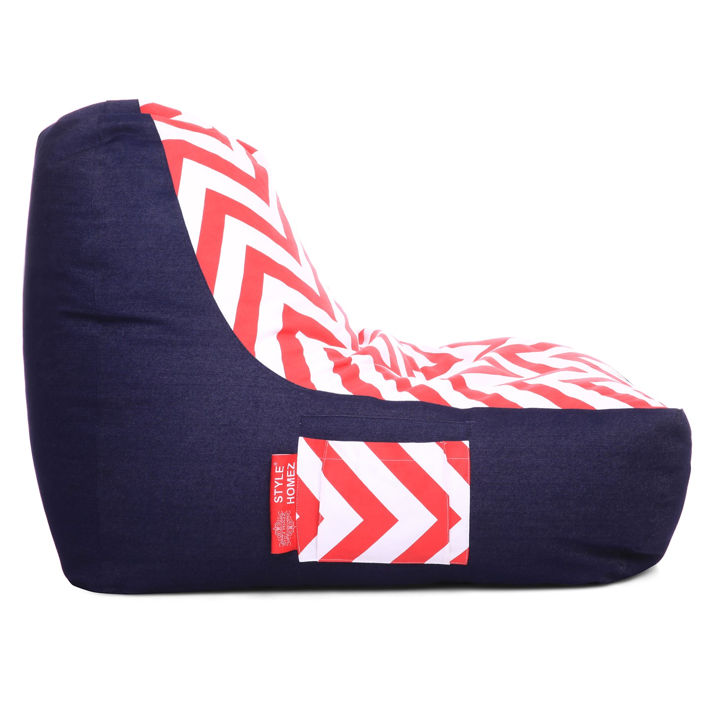 Style Homez Urban Design Denim Canvas Stripes Printed Chair Bean Bag XXL Size Filled with Beans Fillers