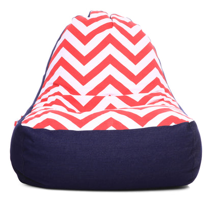 Style Homez Urban Design Denim Canvas Stripes Printed Chair Bean Bag XXL Size Filled with Beans Fillers