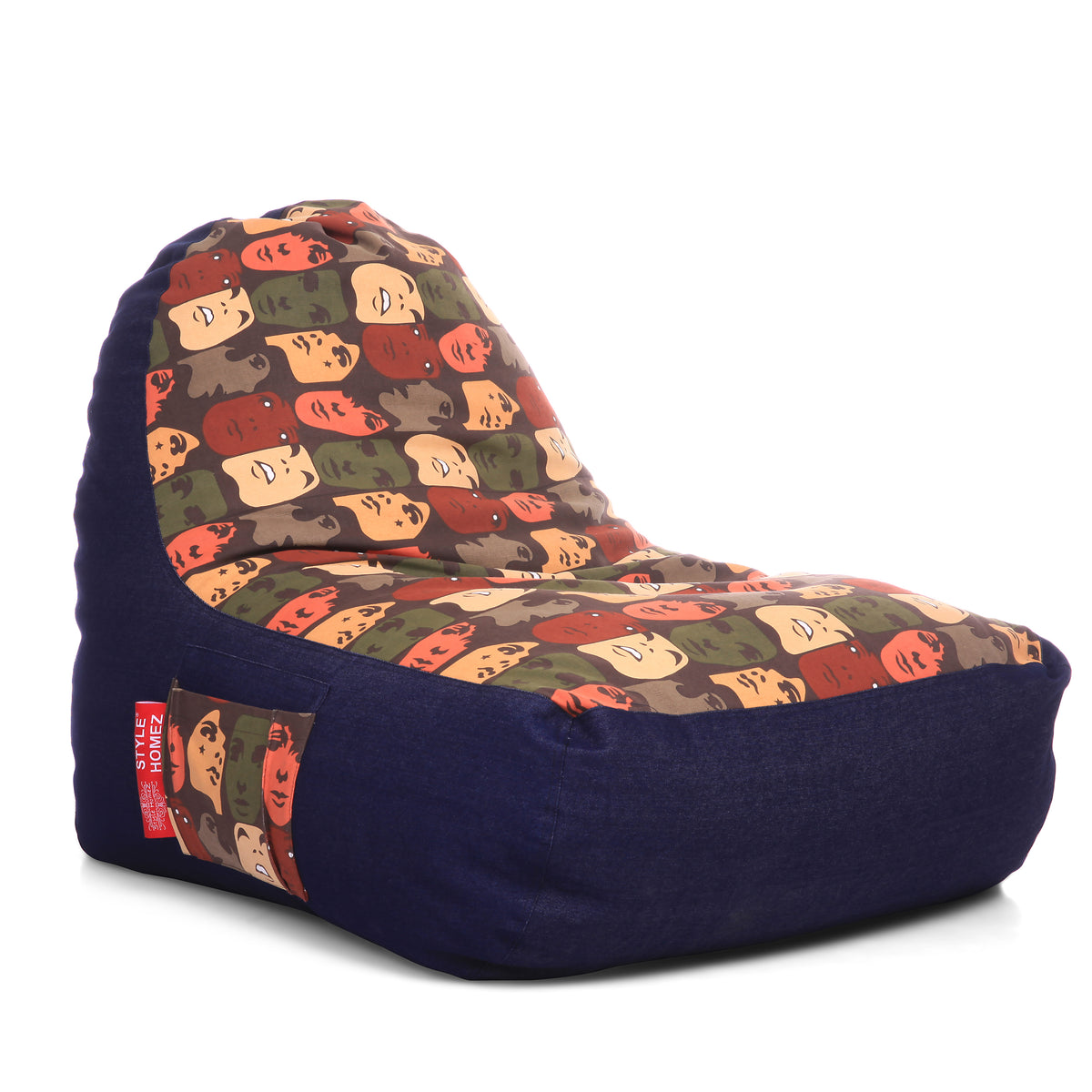 Style Homez Urban Design Denim Canvas Abstract Printed Chair Bean Bag XXL Size Cover Only