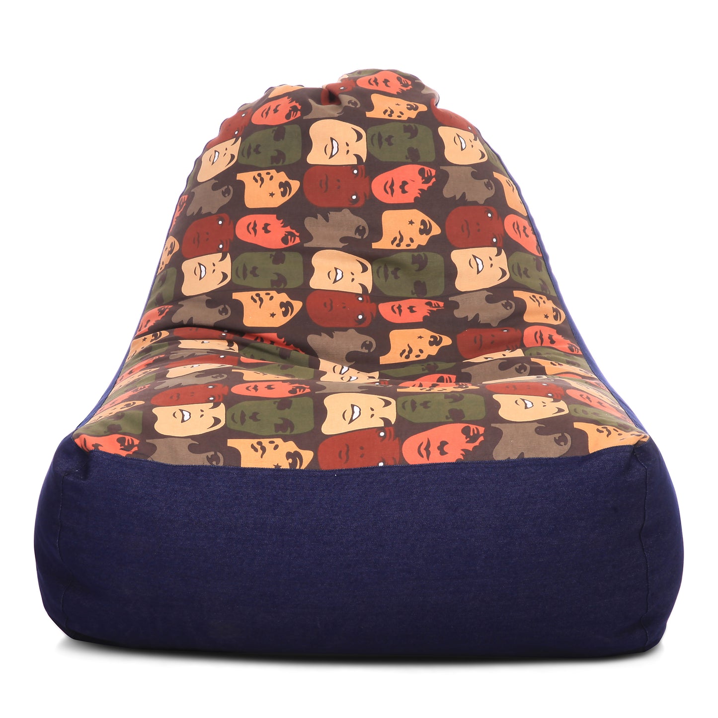 Style Homez Urban Design Denim Canvas Abstract Printed Chair Bean Bag XXL Size Filled with Beans Fillers