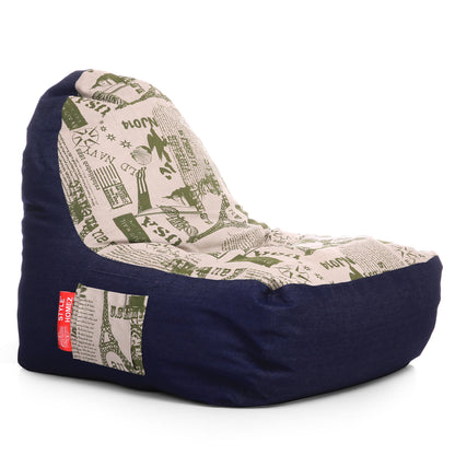 Style Homez Urban Design Denim Canvas Abstract Printed Chair Bean Bag XXL Size Filled with Beans Fillers