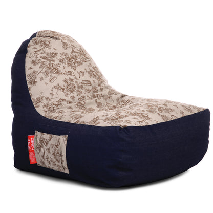 Style Homez Urban Design Denim Canvas Abstract Printed Chair Bean Bag XXL Size Filled with Beans Fillers