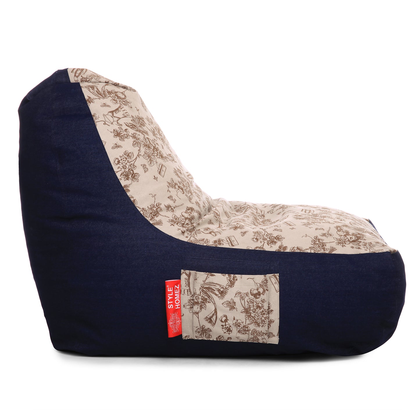 Style Homez Urban Design Denim Canvas Abstract Printed Chair Bean Bag XXL Size Filled with Beans Fillers