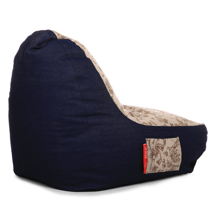 Style Homez Urban Design Denim Canvas Abstract Printed Chair Bean Bag XXL Size Filled with Beans Fillers