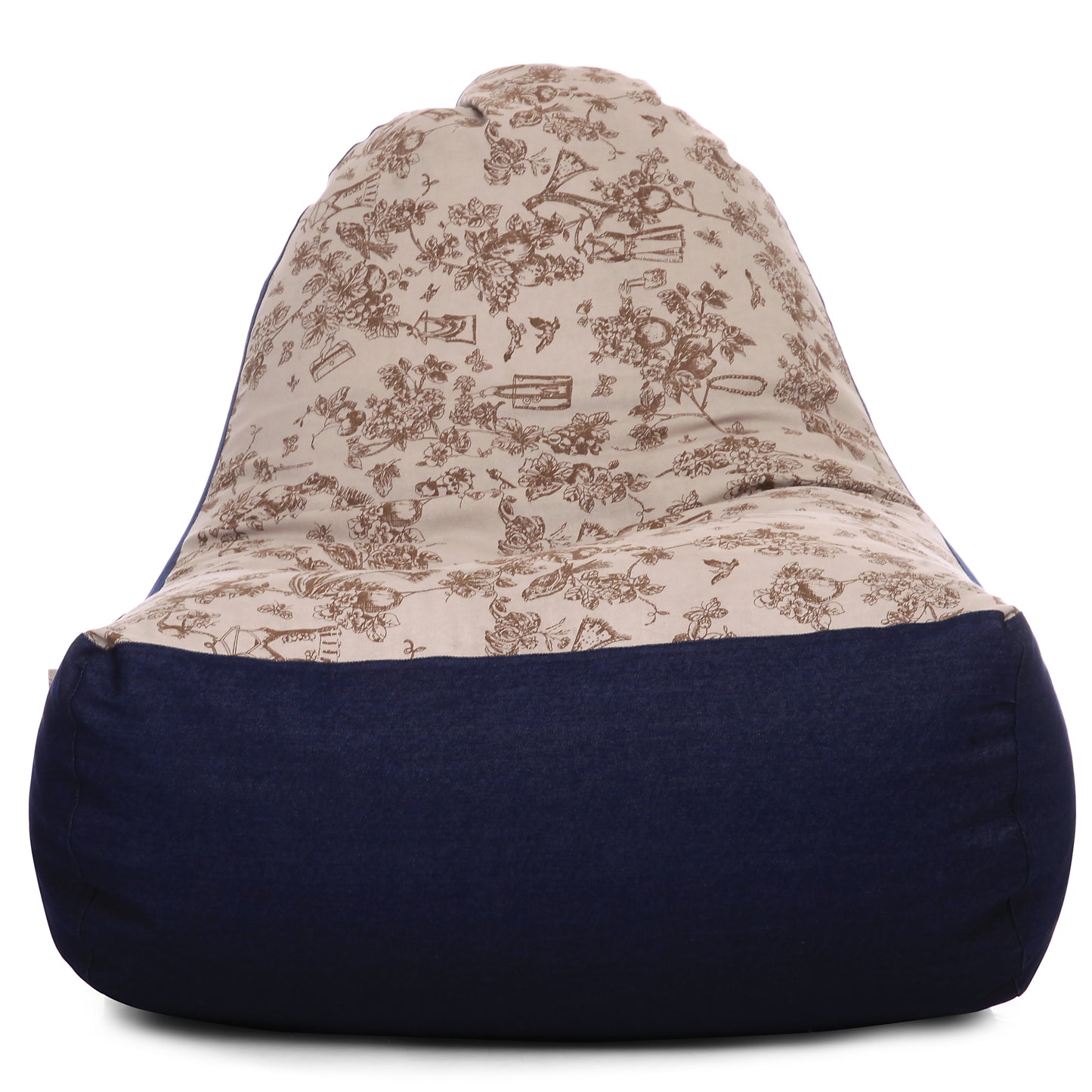 Style Homez Urban Design Denim Canvas Abstract Printed Chair Bean Bag XXL Size Filled with Beans Fillers