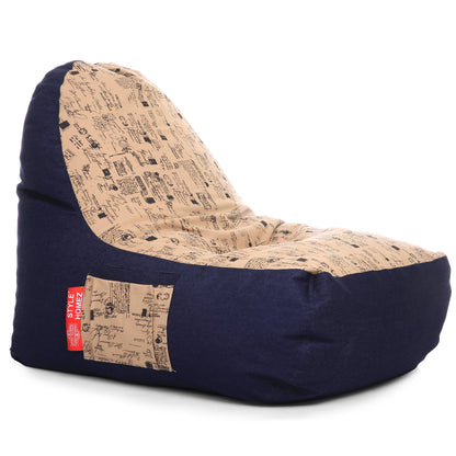 Style Homez Urban Design Denim Canvas Abstract Printed Chair Bean Bag XXL Size Filled with Beans Fillers