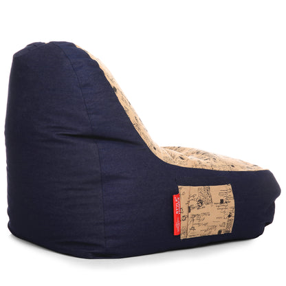 Style Homez Urban Design Denim Canvas Abstract Printed Chair Bean Bag XXL Size Filled with Beans Fillers