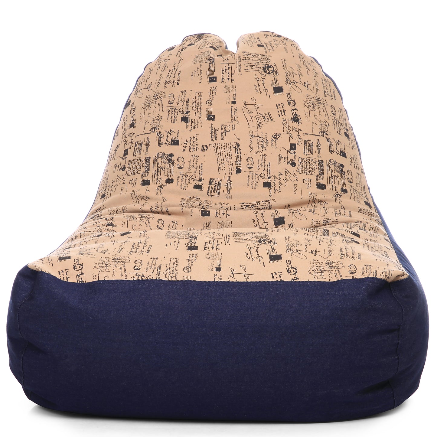 Style Homez Urban Design Denim Canvas Abstract Printed Chair Bean Bag XXL Size Filled with Beans Fillers