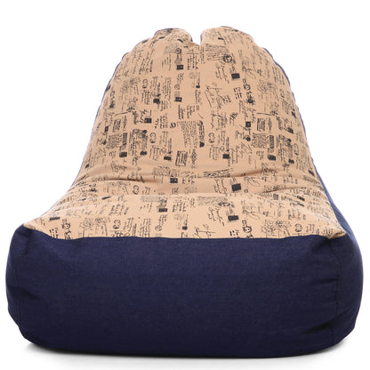 Style Homez Urban Design Denim Canvas Abstract Printed Chair Bean Bag XXL Size Filled with Beans Fillers