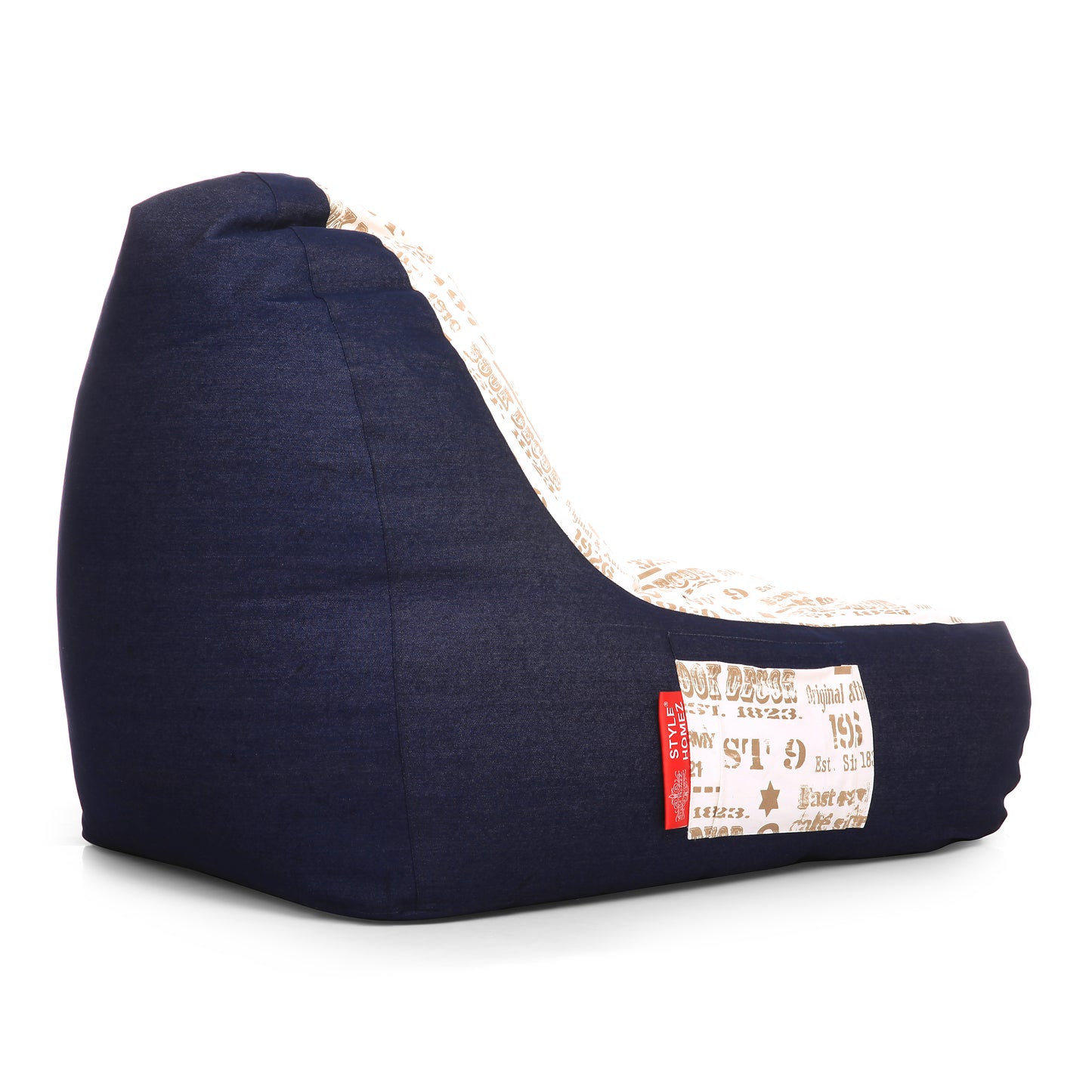 Style Homez Urban Design Denim Canvas Abstract Printed Chair Bean Bag XXL Size Filled with Beans Fillers