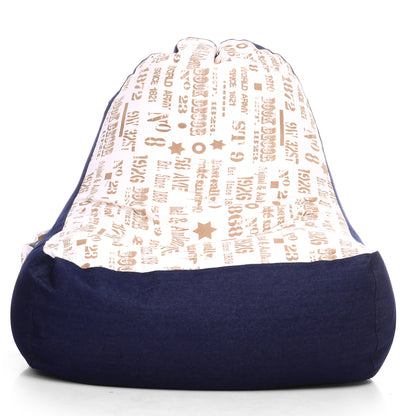 Style Homez Urban Design Denim Canvas Abstract Printed Chair Bean Bag XXL Size Filled with Beans Fillers
