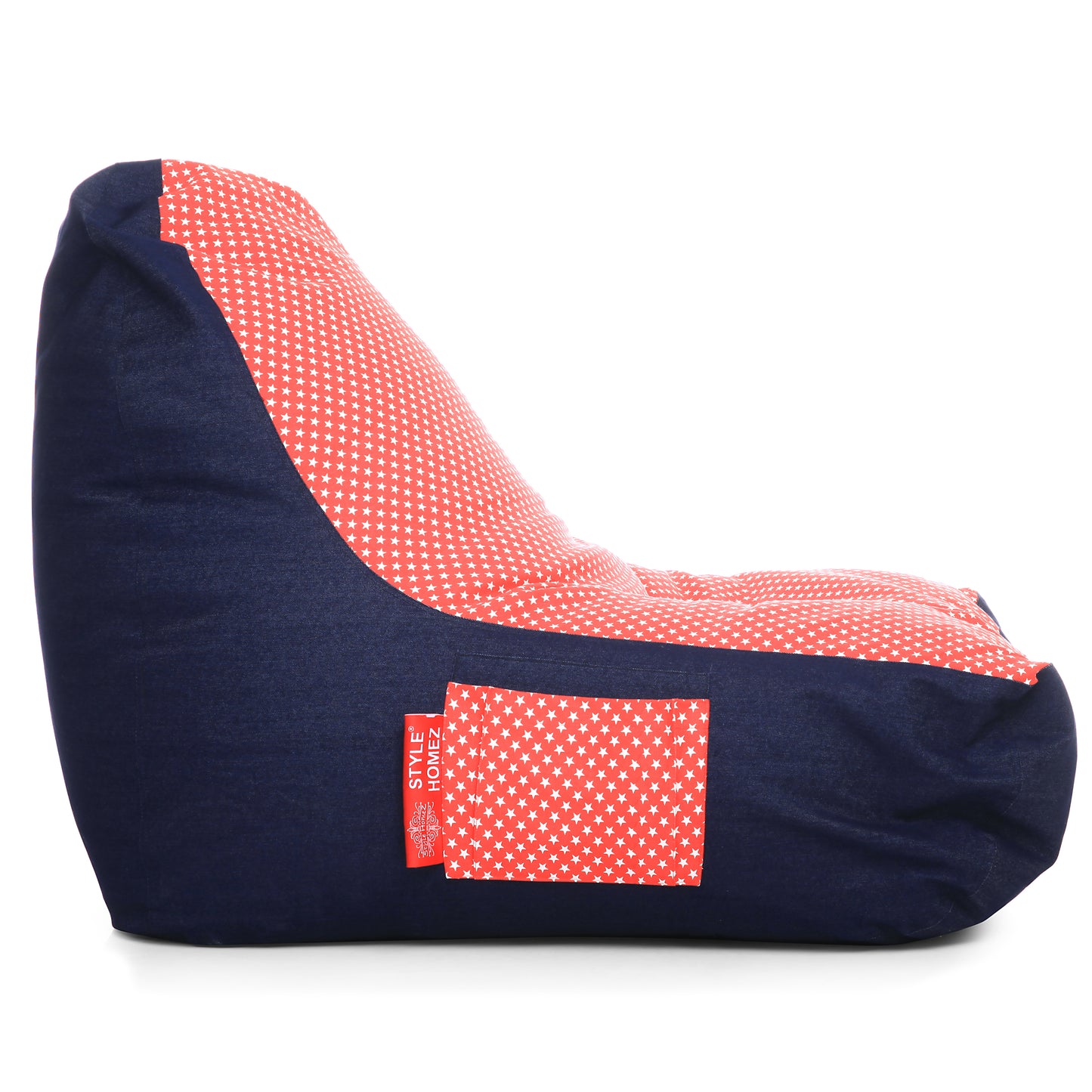 Style Homez Urban Design Denim Canvas Star Printed Chair Bean Bag XXL Size Filled with Beans Fillers