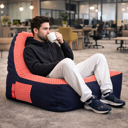 Style Homez Urban Design Denim Canvas Star Printed Chair Bean Bag XXL Size Filled with Beans Fillers