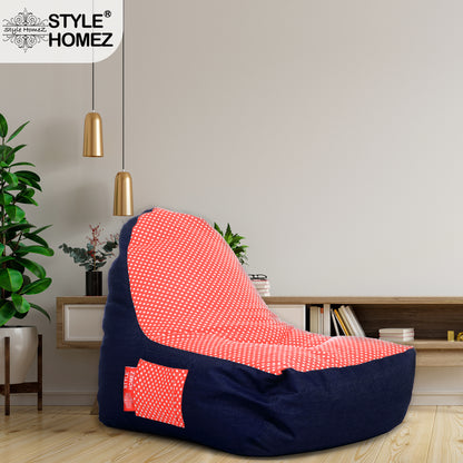 Style Homez Urban Design Denim Canvas Star Printed Chair Bean Bag XXL Size Filled with Beans Fillers