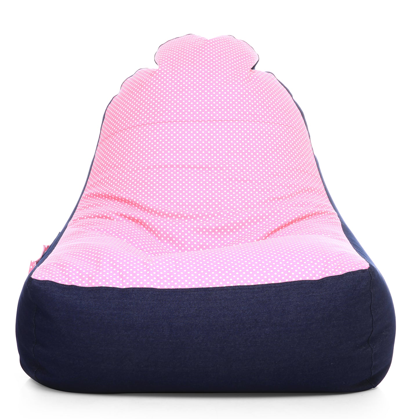 Style Homez Urban Design Denim Canvas Polka Dots Printed Chair Bean Bag XXL Size Filled with Beans Fillers