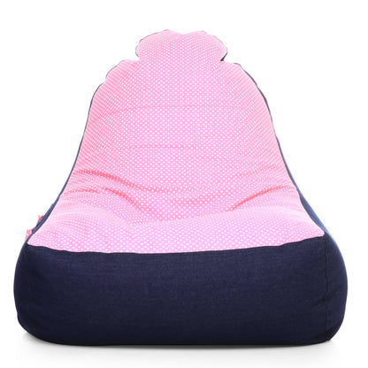 Style Homez Urban Design Denim Canvas Polka Dots Printed Chair Bean Bag XXL Size Filled with Beans Fillers