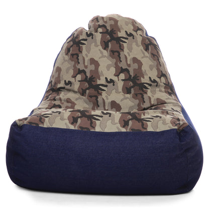 Style Homez Urban Design Denim Canvas Camouflage Printed Chair Bean Bag XXL Size Filled with Beans Fillers