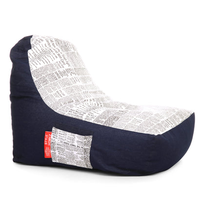 Style Homez Urban Design Denim Canvas Newspaper Printed Chair Bean Bag XXL Size Filled with Beans Fillers