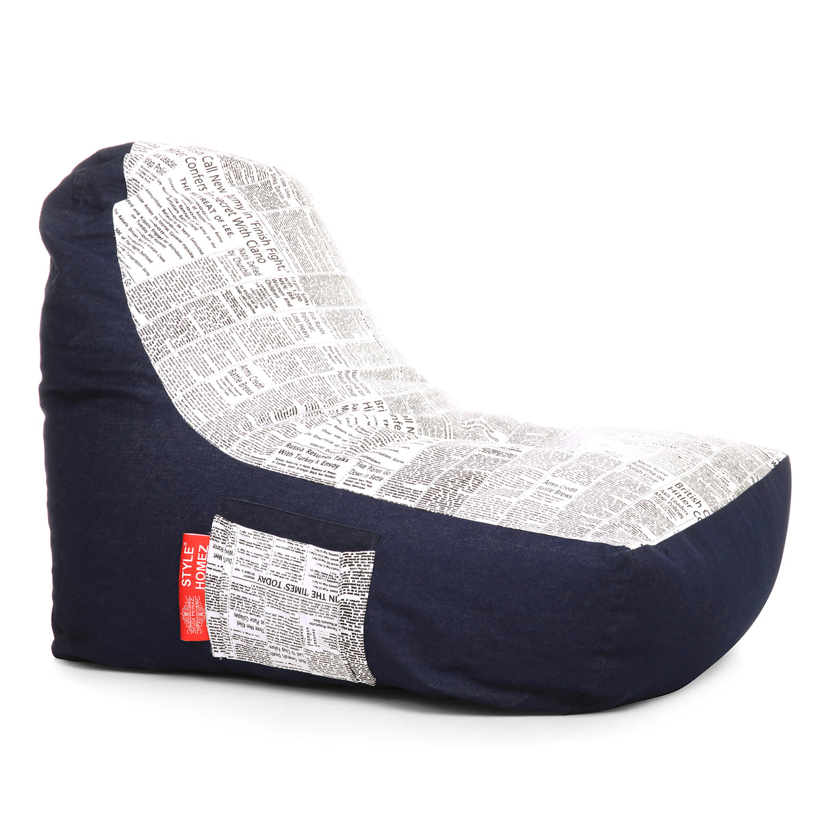 Style Homez Urban Design Denim Canvas Newspaper Printed Chair Bean Bag XXL Size Cover Only