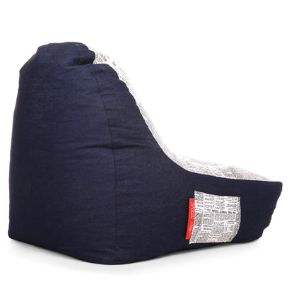 Style Homez Urban Design Denim Canvas Newspaper Printed Chair Bean Bag XXL Size Filled with Beans Fillers