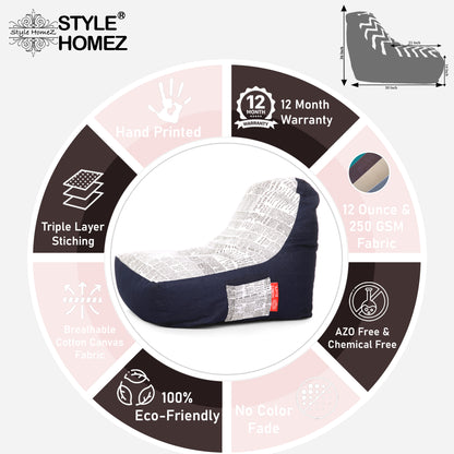 Style Homez Urban Design Denim Canvas Newspaper Printed Chair Bean Bag XXL Size Filled with Beans Fillers