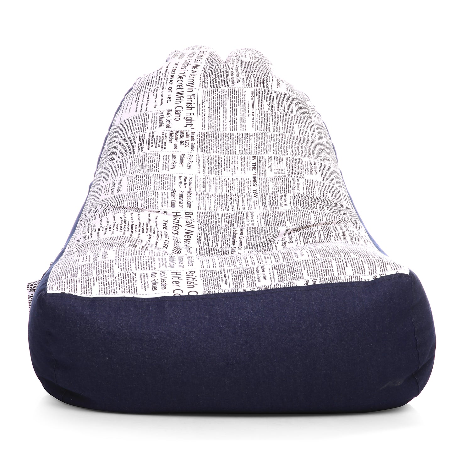 Style Homez Urban Design Denim Canvas Newspaper Printed Chair Bean Bag XXL Size Filled with Beans Fillers