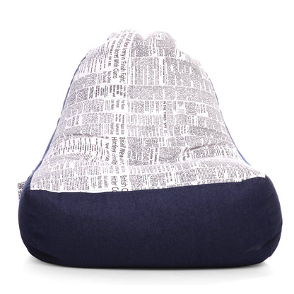 Style Homez Urban Design Denim Canvas Newspaper Printed Chair Bean Bag XXL Size Filled with Beans Fillers
