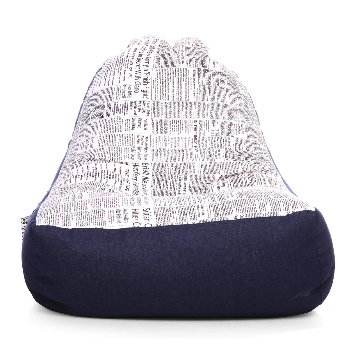 Style Homez Urban Design Denim Canvas Newspaper Printed Chair Bean Bag XXL Size Cover Only