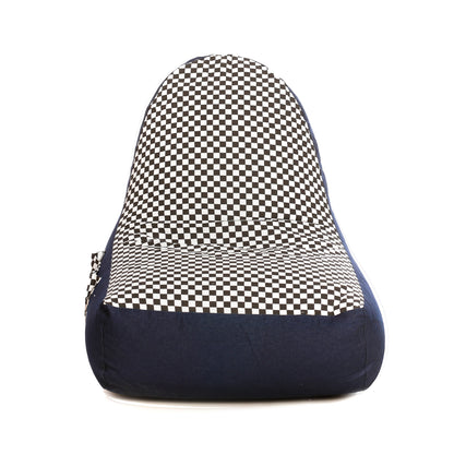 Style Homez Urban Design Denim Canvas Checkered Printed Chair Bean Bag XXL Size Filled with Beans Fillers