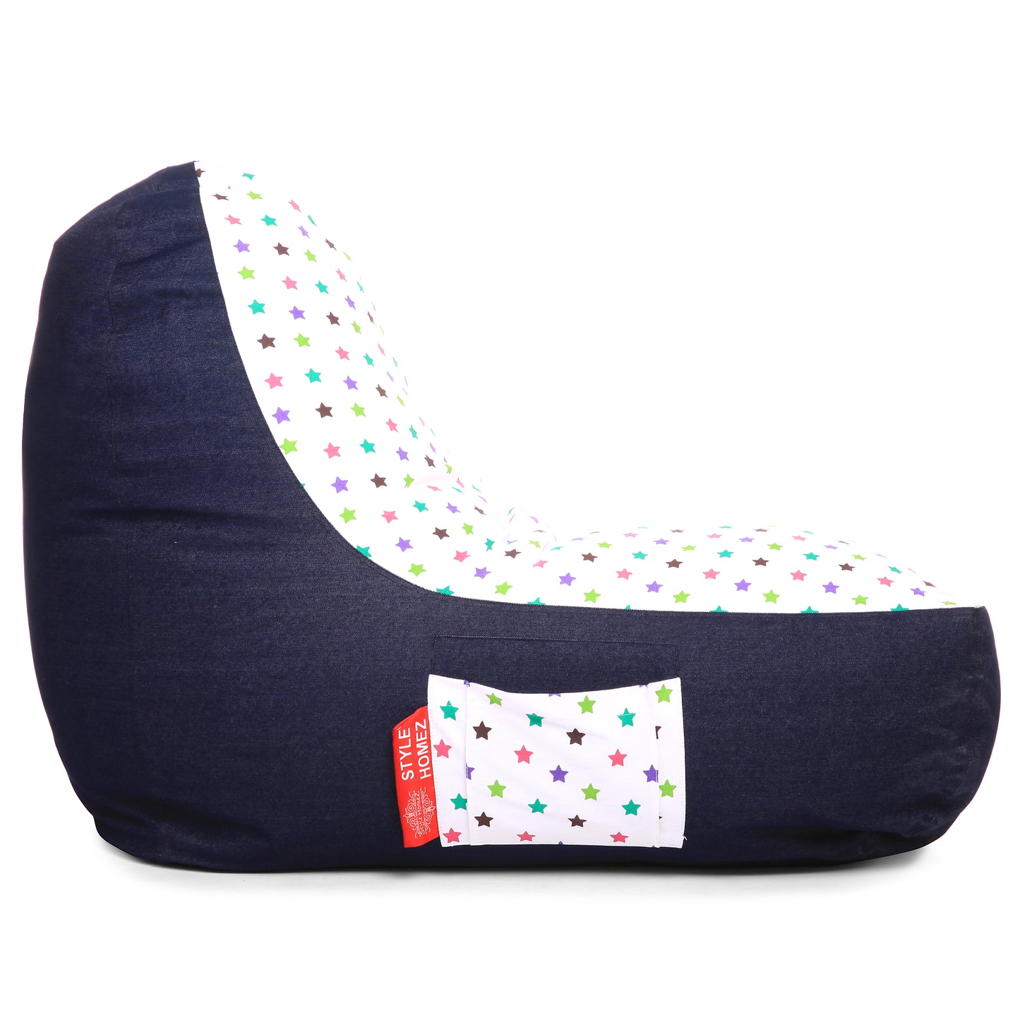Style Homez Urban Design Denim Canvas Star Printed Chair Bean Bag XXL Size Filled with Beans Fillers