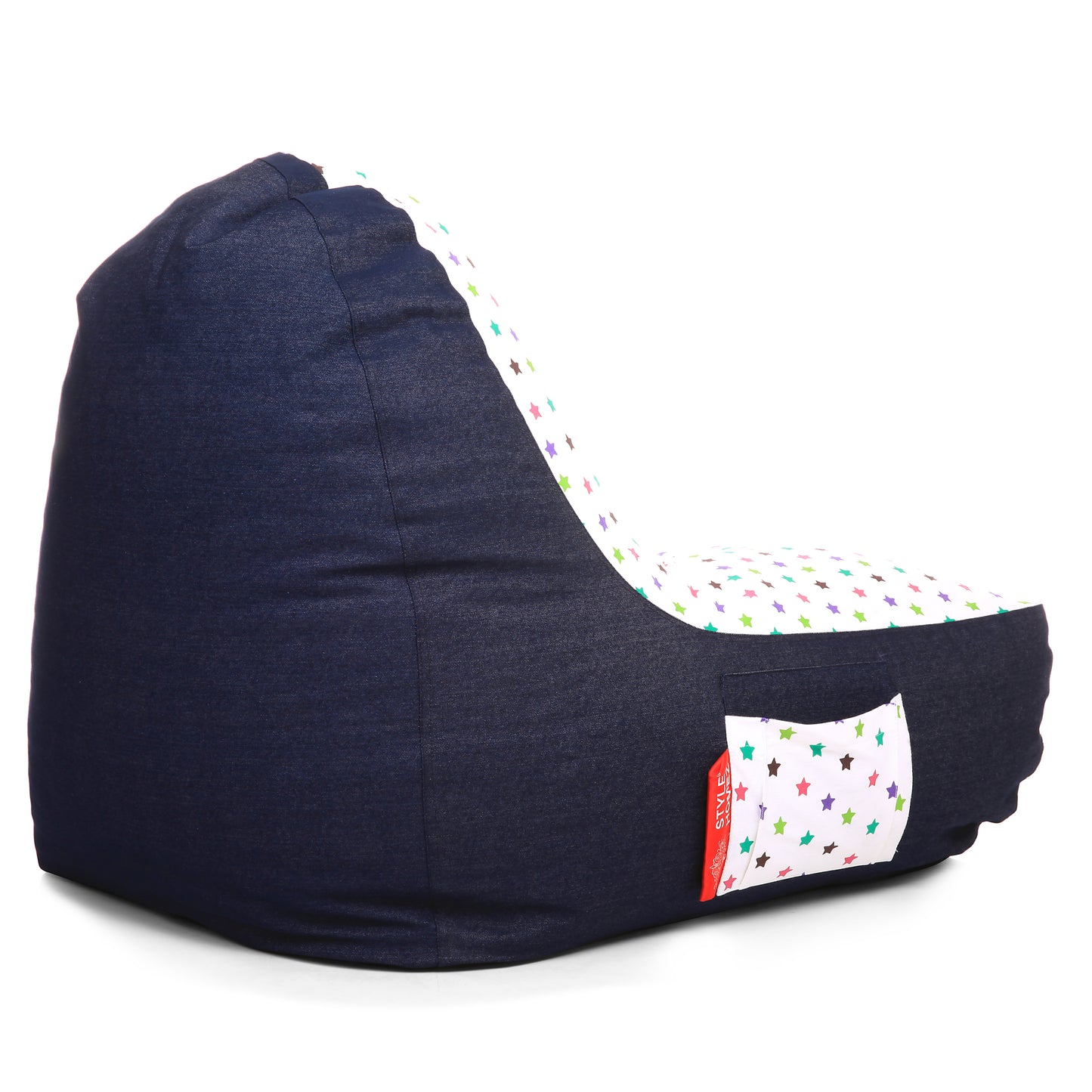 Style Homez Urban Design Denim Canvas Star Printed Chair Bean Bag XXL Size Filled with Beans Fillers