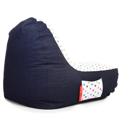 Style Homez Urban Design Denim Canvas Star Printed Chair Bean Bag XXL Size Filled with Beans Fillers