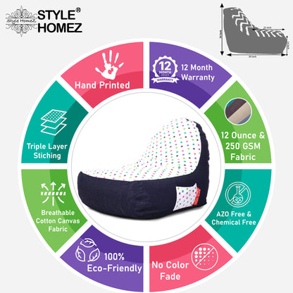 Style Homez Urban Design Denim Canvas Star Printed Chair Bean Bag XXL Size Filled with Beans Fillers