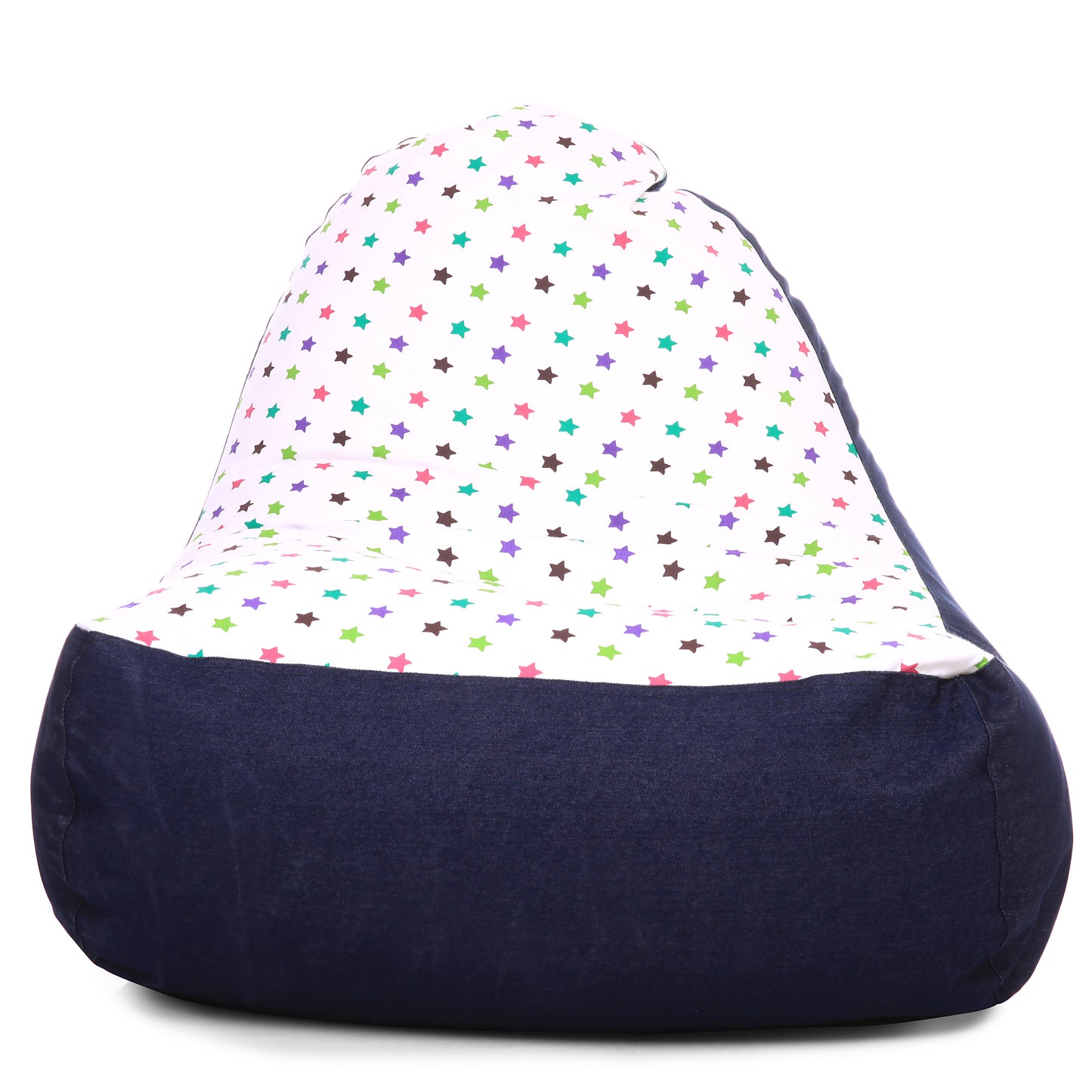 Style Homez Urban Design Denim Canvas Star Printed Chair Bean Bag XXL Size Filled with Beans Fillers