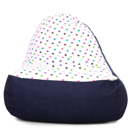 Style Homez Urban Design Denim Canvas Star Printed Chair Bean Bag XXL Size Filled with Beans Fillers