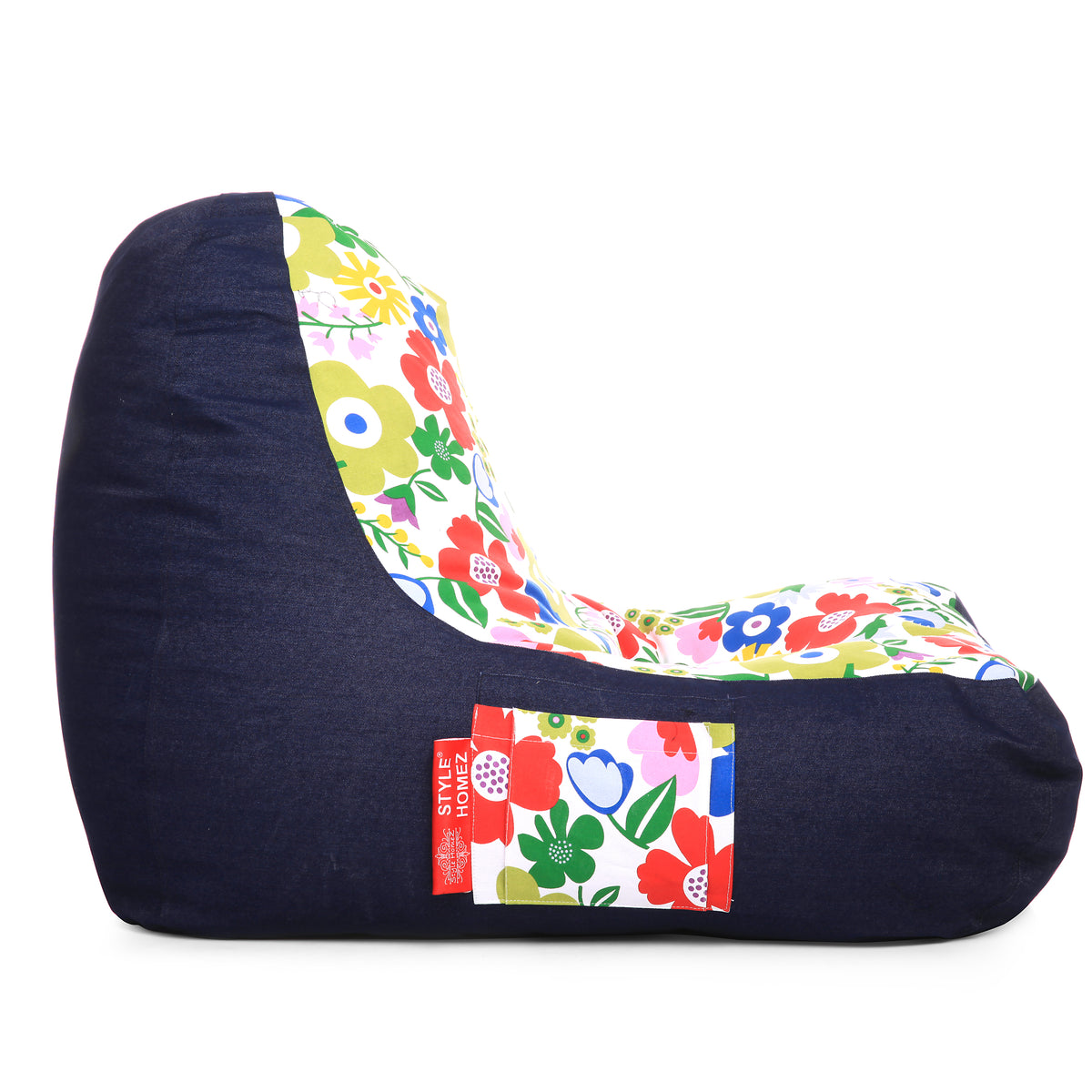 Style Homez Urban Design Denim Canvas Floral Printed Chair Bean Bag XXL Size Cover Only