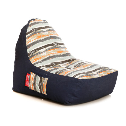 Style Homez Urban Design Denim Canvas Stripes Printed Bean Bag XXL Size Filled with Beans Fillers