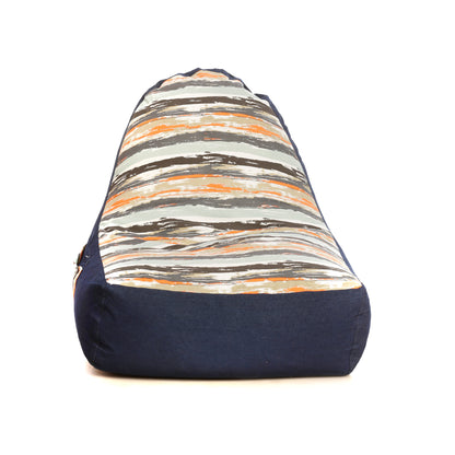 Style Homez Urban Design Denim Canvas Stripes Printed Bean Bag XXL Size Filled with Beans Fillers