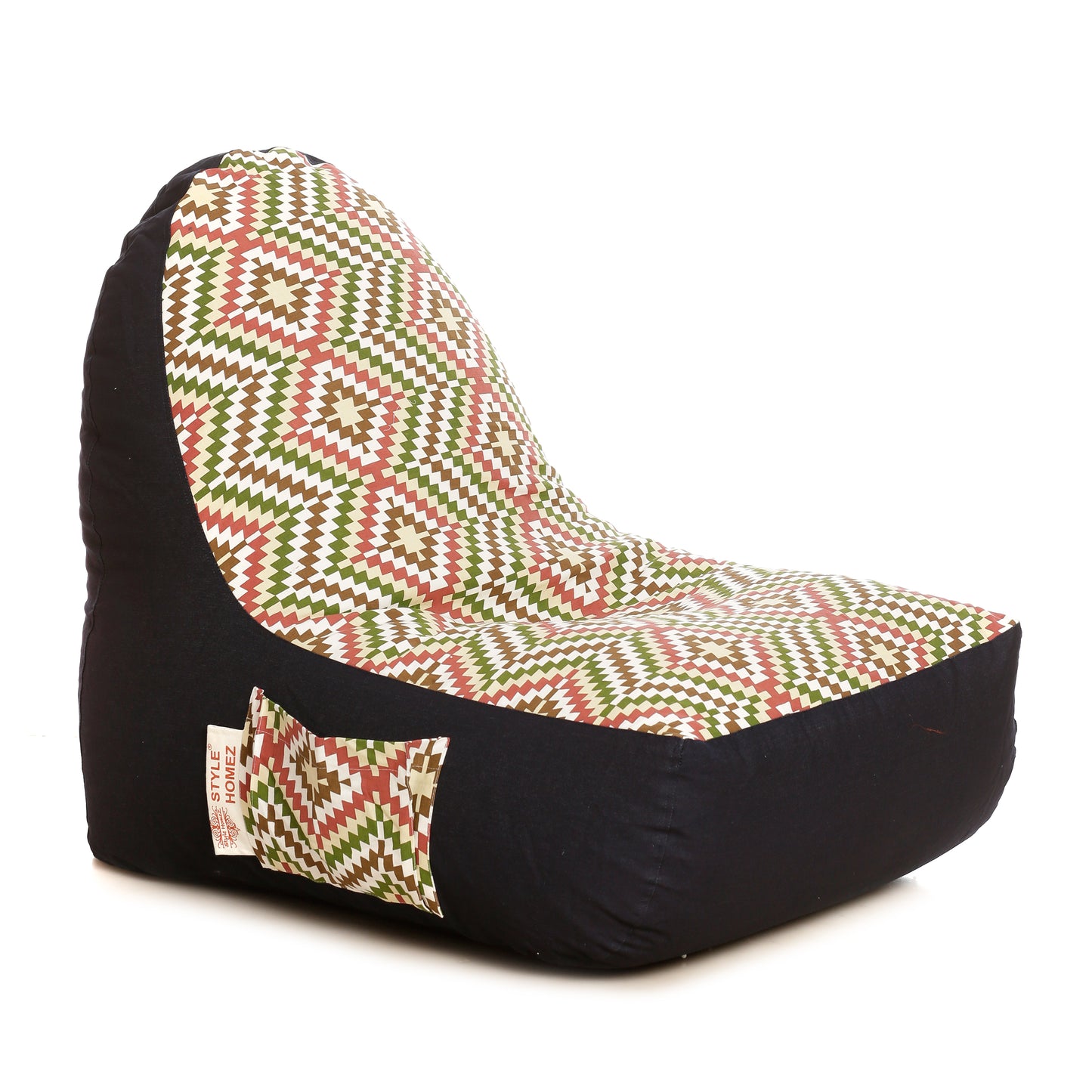Style Homez Urban Design Denim Canvas IKAT Printed Bean Bag XXL Size Filled with Beans Fillers