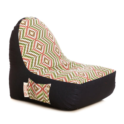 Style Homez Urban Design Denim Canvas IKAT Printed Bean Bag XXL Size Filled with Beans Fillers