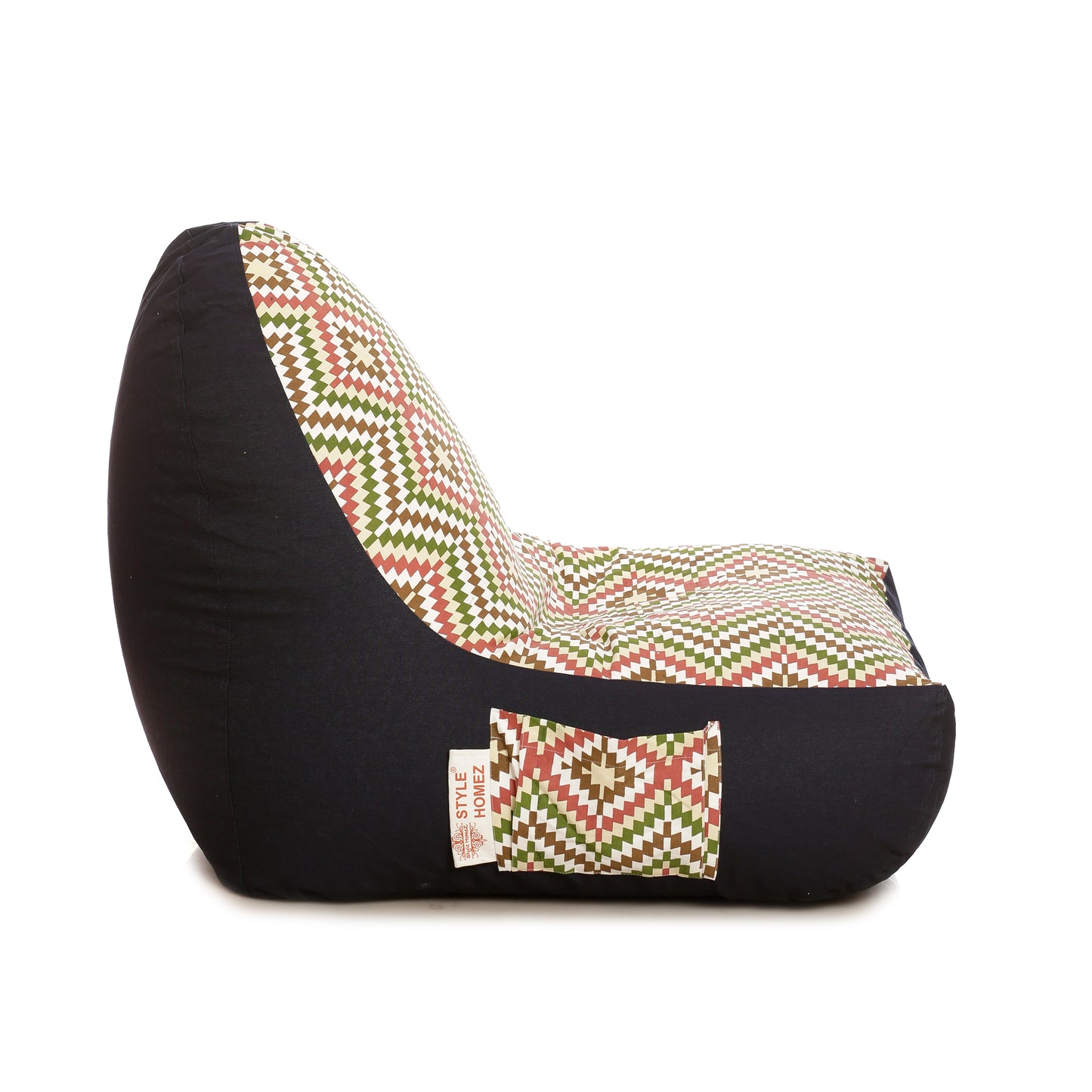 Style Homez Urban Design Denim Canvas IKAT Printed Bean Bag XXL Size Filled with Beans Fillers