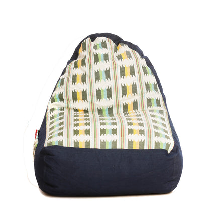 Style Homez Urban Design Denim Canvas IKAT Printed Bean Bag XXL Size Filled with Beans Fillers