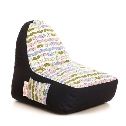 Style Homez Urban Design Denim Canvas Abstract Printed Bean Bag XXL Size Filled with Beans Fillers