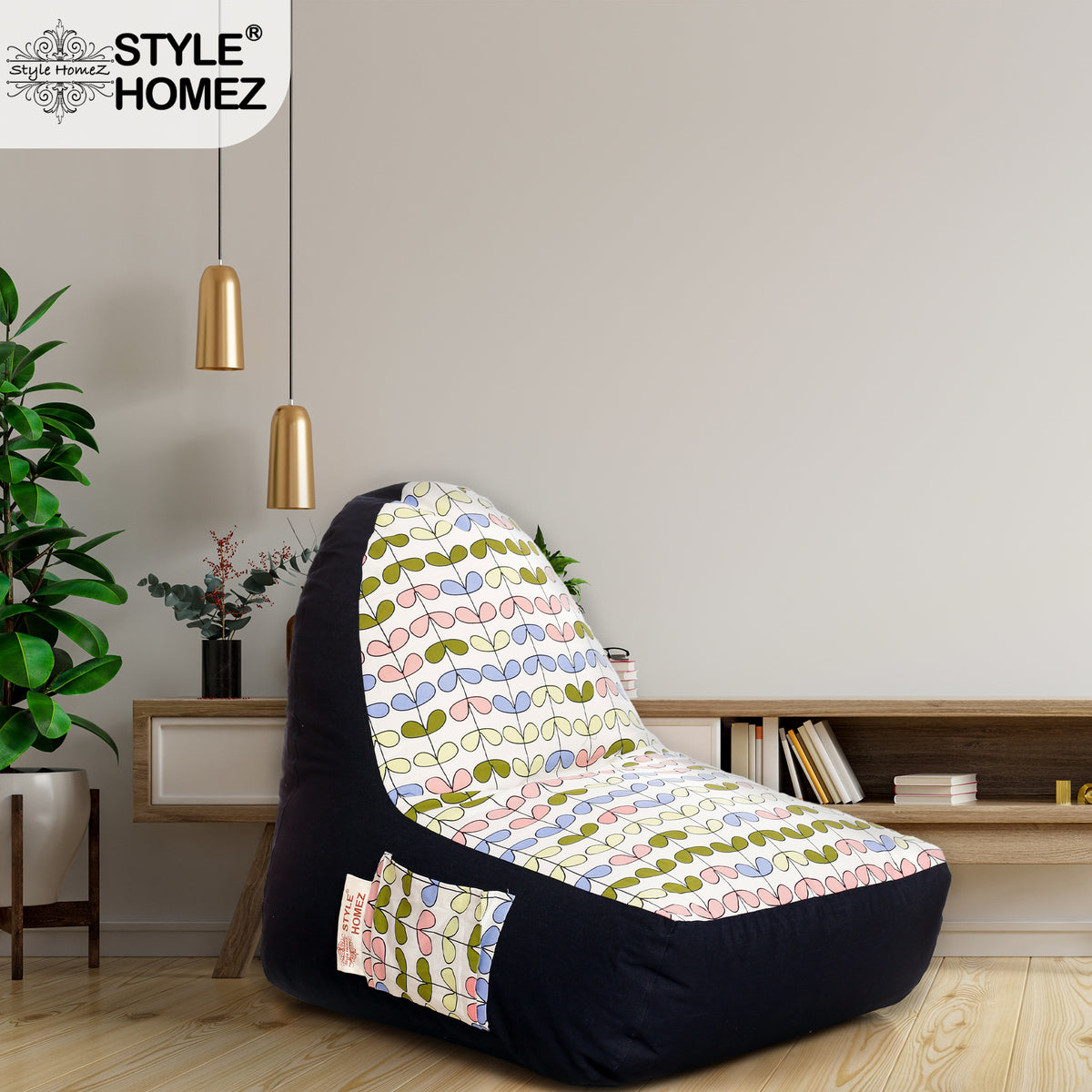 Style Homez Urban Design Denim Canvas Abstract Printed Bean Bag XXL Size Cover Only
