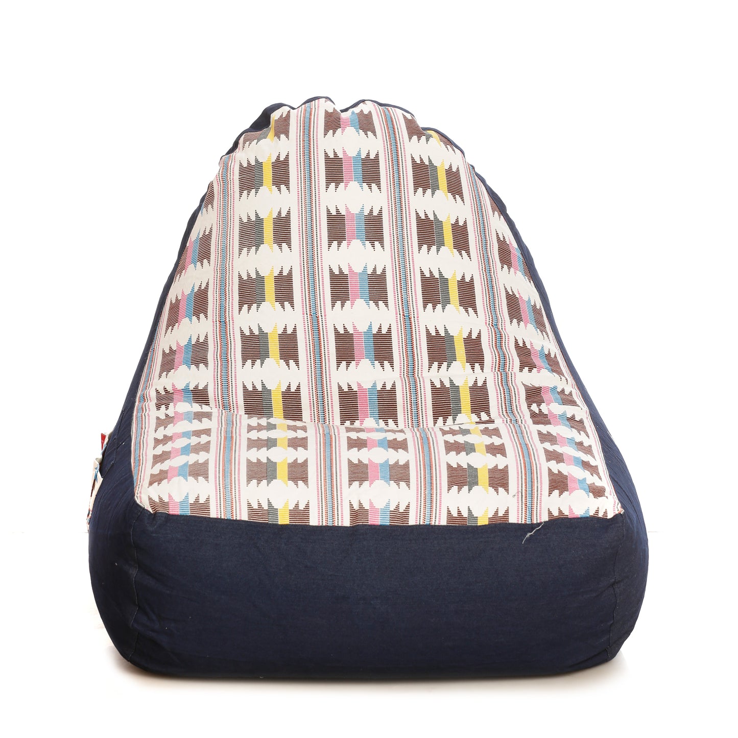 Style Homez Urban Design Denim Canvas IKAT Printed Bean Bag XXL Size Filled with Beans Fillers