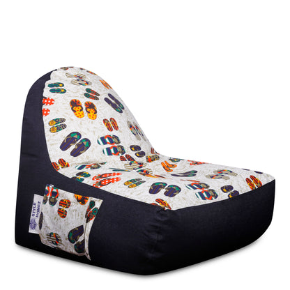 Style Homez Urban Design Denim Canvas Abstract Printed Bean Bag XXL Size Filled with Beans Fillersr