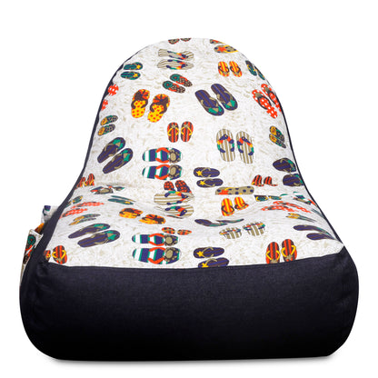 Style Homez Urban Design Denim Canvas Abstract Printed Bean Bag XXL Size Filled with Beans Fillersr