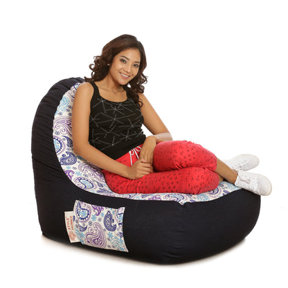 Style Homez Urban Design Denim Canvas Paisley Printed Bean BagXXL Size Filled with Beans Fillers
